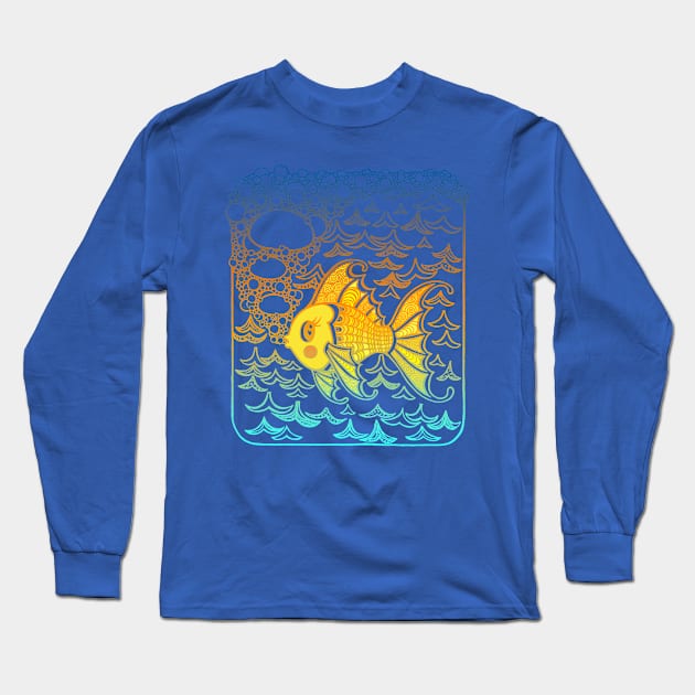 Sunset Fishy Long Sleeve T-Shirt by OfficeInk